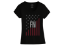 Black t-shirt with the american flag in red and white, and the FN America logo on the center