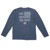 Heather Navy long sleeve shirt with 2nd defends the rest across front