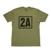 Military green tee with black 2A logo on front