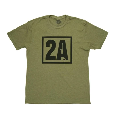 Military green tee with black 2A logo on front