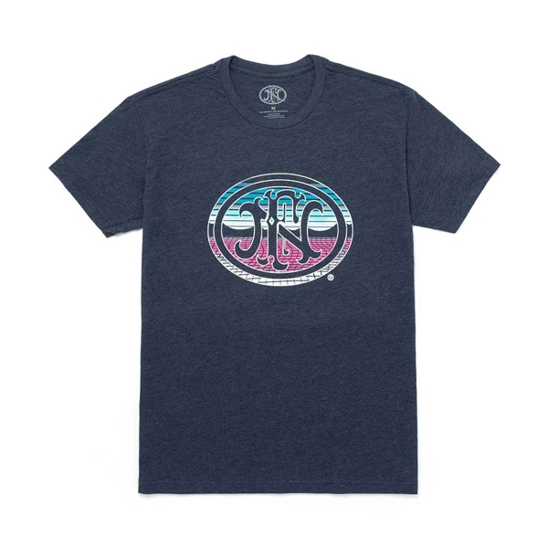Unisex blue navy t-shirt with strobe FN logo on the middle