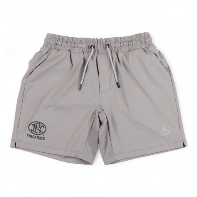 Front view of FN-branded Carrier Shorts Mk.II with drawstring waistband and subtle tactical features