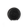 Alt tag: Top view of bonded leather coaster with debossed FN logo and stitched border