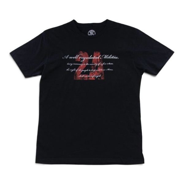 FN Men's Black 2A Tee with red 2A graphic and Second Amendment text, front view